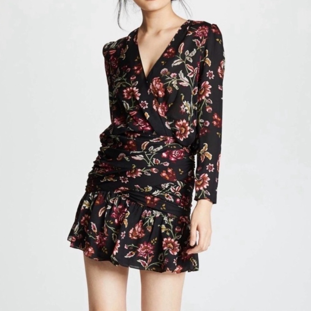 A.L.C. Haven Ruched Floral Prints Silk Dress Sz. 4